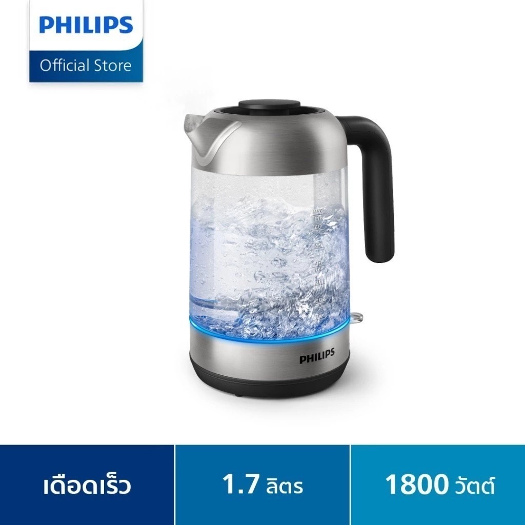 Philips กาต้มน้ำไฟฟ้าแก้วใส